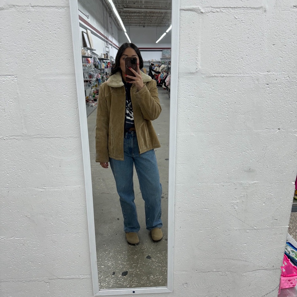 Tan Suede Jacket with Shearling Collar